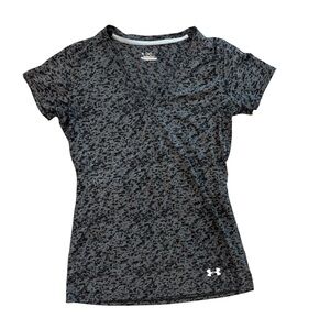 Under Armour Black and Gray Fitted Short Sleeve Tee With V Neck